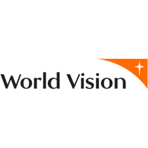 World Vision logo with a black font and an orange corner detail with a white star.