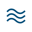 Three parallel wavy lines in blue inside a white circle with a blue border.