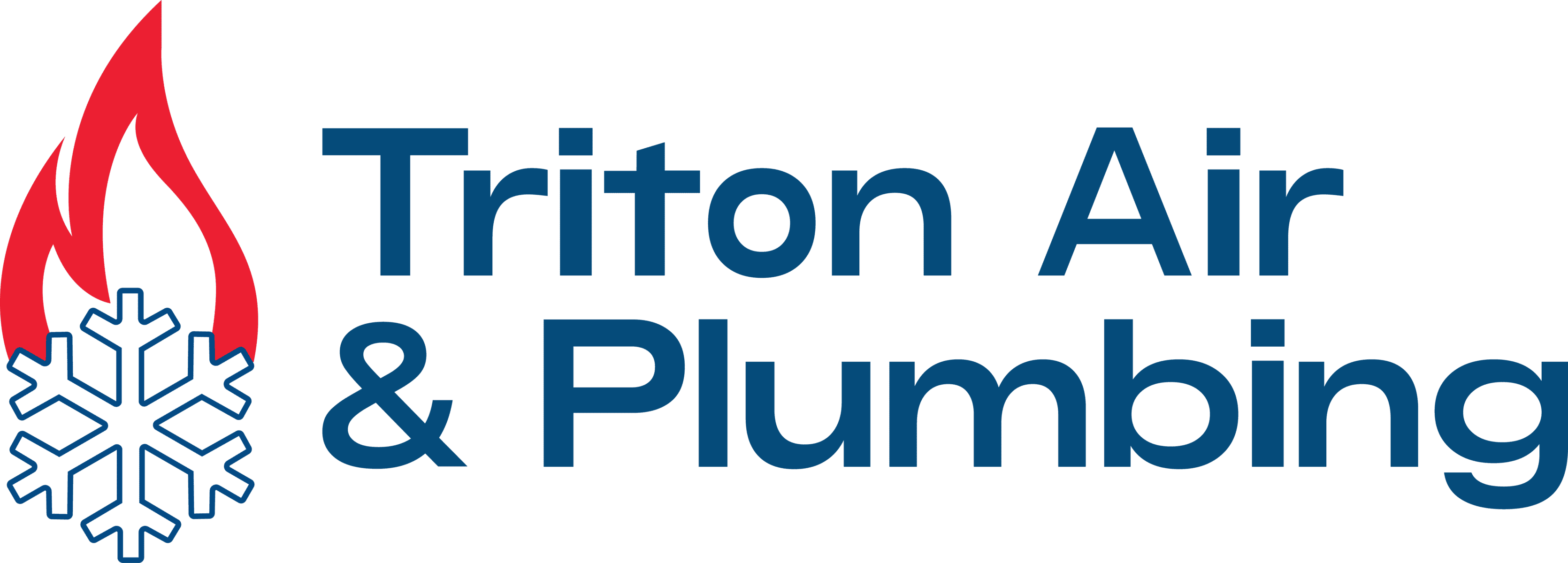 Logo of Triton Air & Plumbing with a red flame and blue snowflake design on the left.